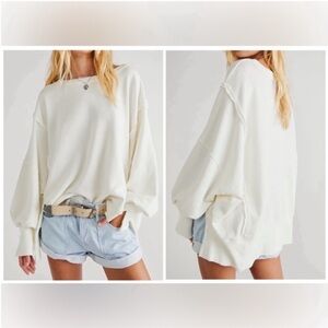 NWOT Free People We the Free Camden Sweatshirt - White - Large